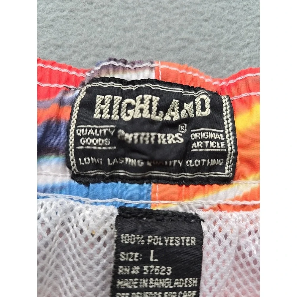 Highland Outfitters Mens Size L Multicolor Swirl Rainbow‎ Swim Beach Shorts